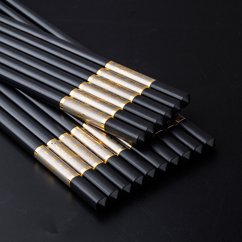 25.3 cm Eetstokjes Chinese Alloy Black Sushi Hashi Chop Sticks Servies