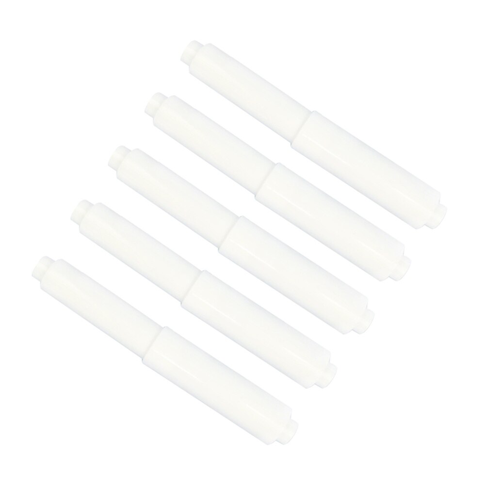 5Pcs Roller Fit-All Style Plastic-Spring Loaded White Roller Bathroom Paper Holder Replacement(White): Default Title