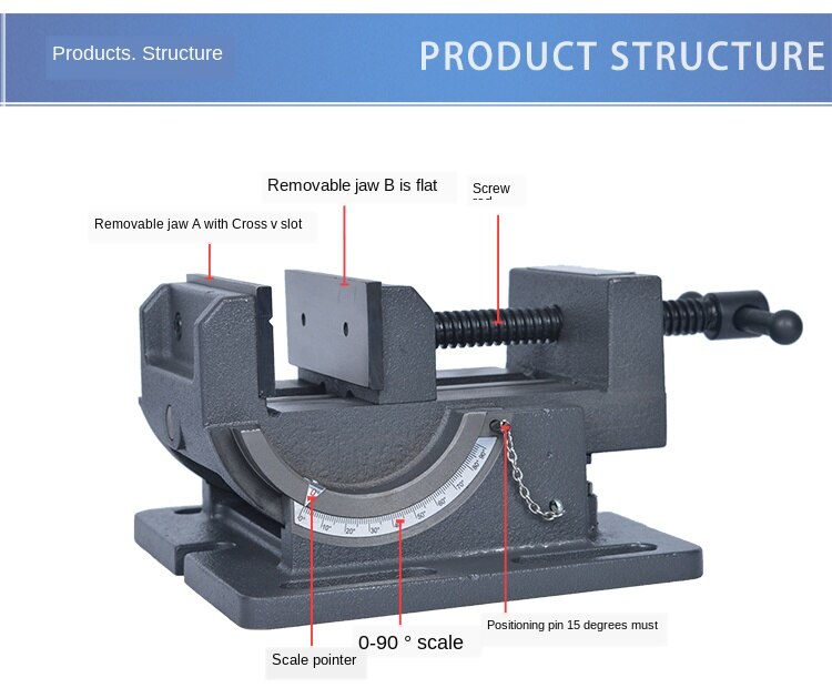 3 Inch 75Mm Kantelen Guide Hoek Hoek Tang 0-90 Graden Tilt Boormachine Bankschroef