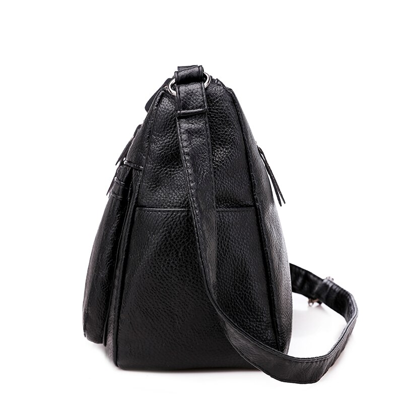 Sac à épaule en cuir PU souple pour femmes, sacoche multicouches pour dames, bourse sacs à main décontractés