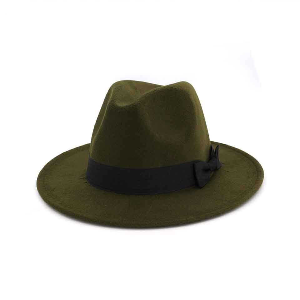 Herenhoed met brede rand, 7cm vilten hoeden, wollen fedora hoed met zwarte strik voor dames, heren, dames, winter, herfst, jazzhoed: C0200-59