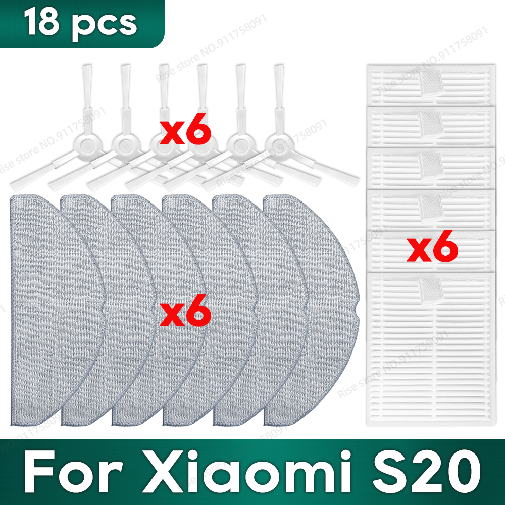 Compatibel voor Xiaomi S20 (D106) Accessoires Hepa Filter Hoofdrolborstel Mop Doek Reserveonderdelen: Oranje