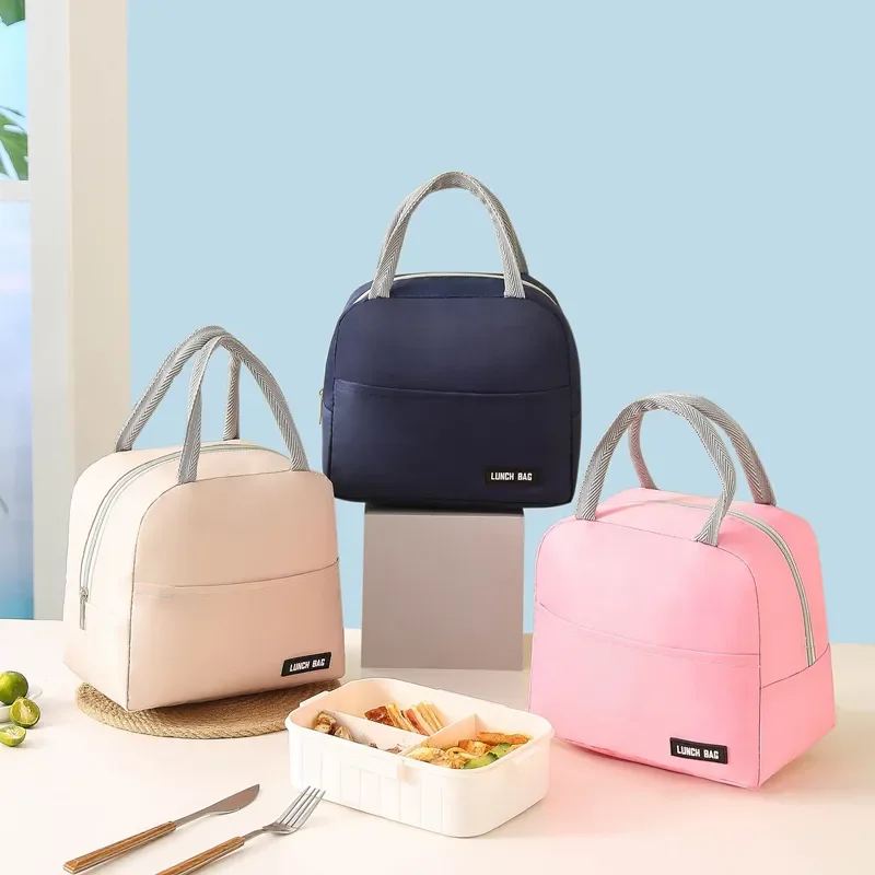 Thermisch Geïsoleerde Tas Lunchbox Lunchtas Voor Vrouwen Draagbare Koelkast Tas Tote Koeler Handtassen Effen Kleur Food Bolsa Termica