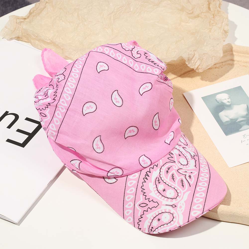 Cotton Visor Hat Women Men Unisex Printed Square Scarf Cap Soft Headscarf Outdoor Sunshade Hats