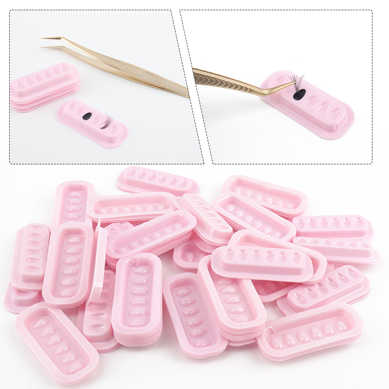 100 pièces porte-colle à cils Palette Extension de cils support adhésif tampons bande en forme de joint en plastique Palette cils artiste accessoires