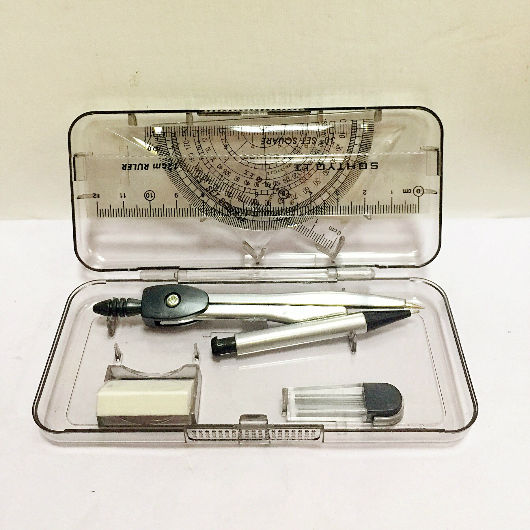 Ruler Rubber Compass Set Special Compass Set for Students Drawing Measurement Examination Dedicated Ruler