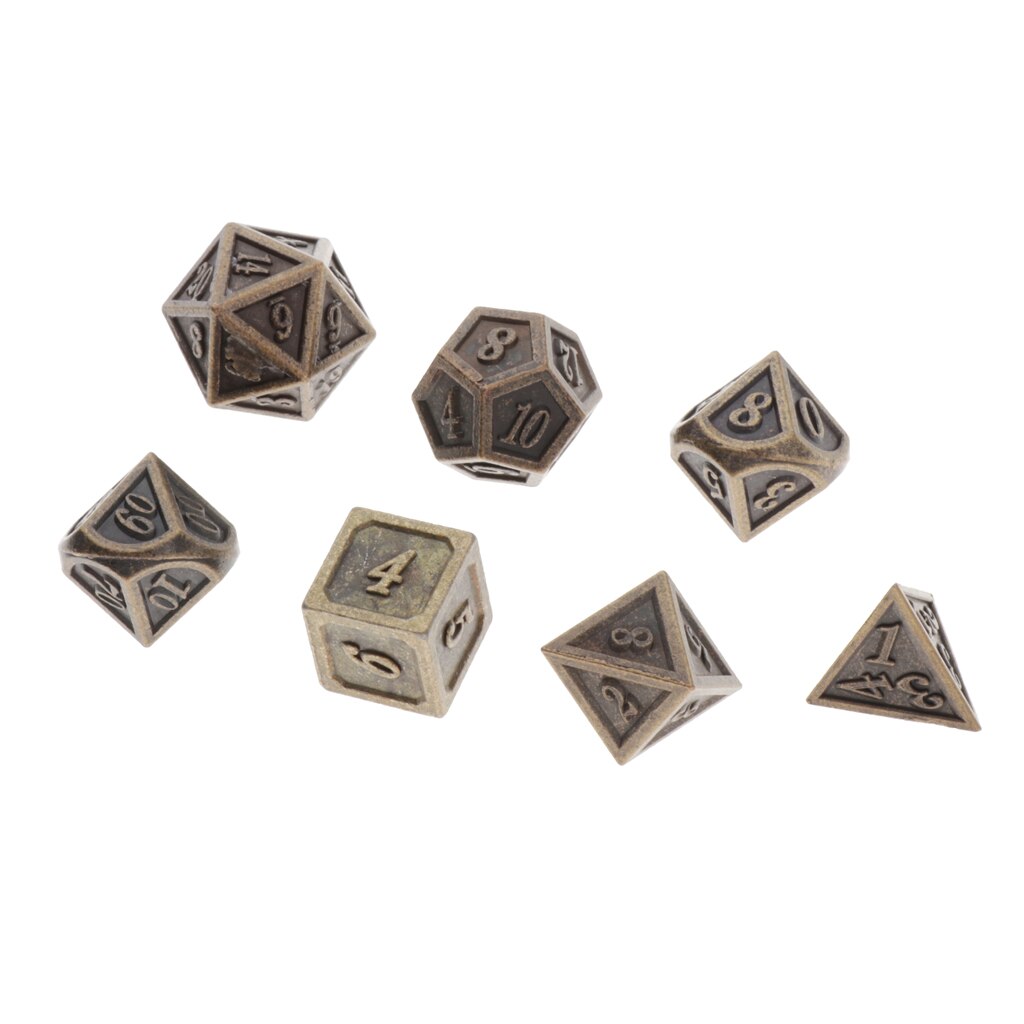 7 stück Metall polygonal Würfel Spiel Würfel Würfel für Rolle Spielen polyedrisch Würfel einstellen D4 D6 D8 D10 D12 D20