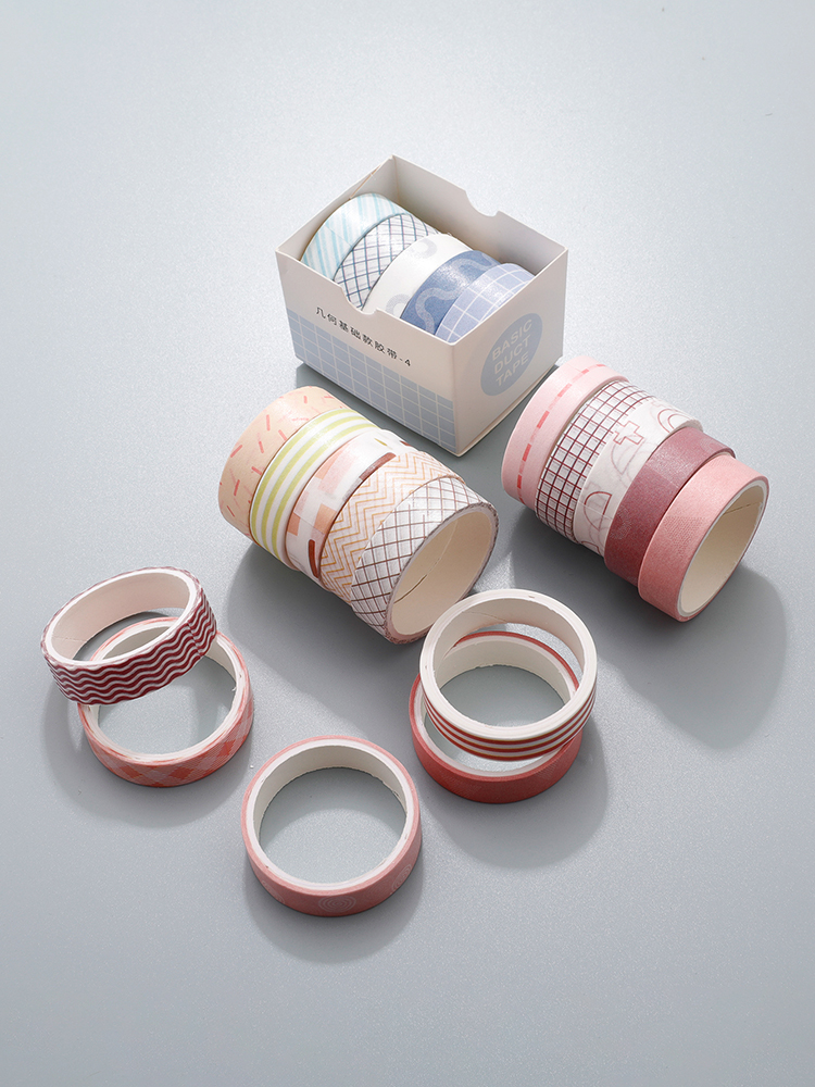 Juego de cintas Washi de 5 uds., cinta adhesiva básica, diario, papelería japonesa, Washitape para álbum de recortes diario, cinta adhesiva decorativa