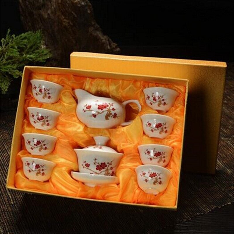 Kinesisk kung fu te sæt drinkware lilla ler keramisk binglie inkluderer tekande kop, terrin infuser te bakke chahai: Rød