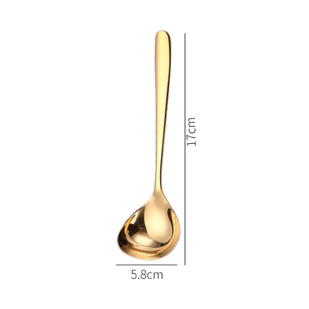 Stainless Steel Soup Spoon for Home Kitchen Cooking Sauce Spoon: Gold / L