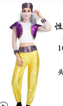 Halloween Aladdin Kostuum Prinses Jasmijn Kostuums Voor Volwassen Mannen Vrouwen Paar Arabische Kleding Koning Van Arabië Maskerade Jurk: Bruin