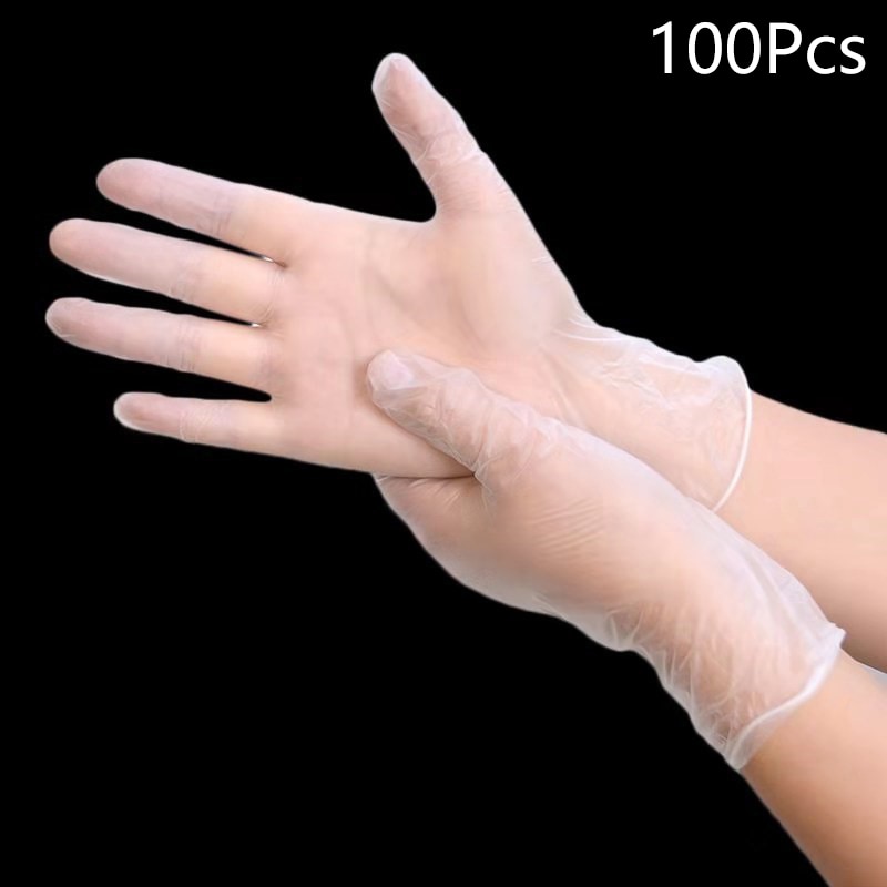 Guantes de látex desechables, caja de 100 unidades, resistentes al agua, resistentes al aceite, para uso doméstico e Industrial: Blanco / M
