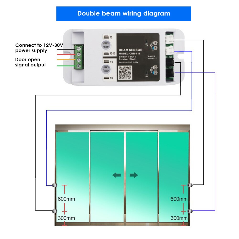 10m electronic Safety Light automatic door safety beam sensor Photoelectric Beam Sensor (Single/double Beam): Double Beam
