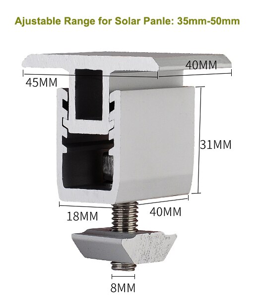 Solar panel mounting bracket- kit - accessories aluminum adjustable mid clamp for diy solar installtion on rooftop house: Default Title