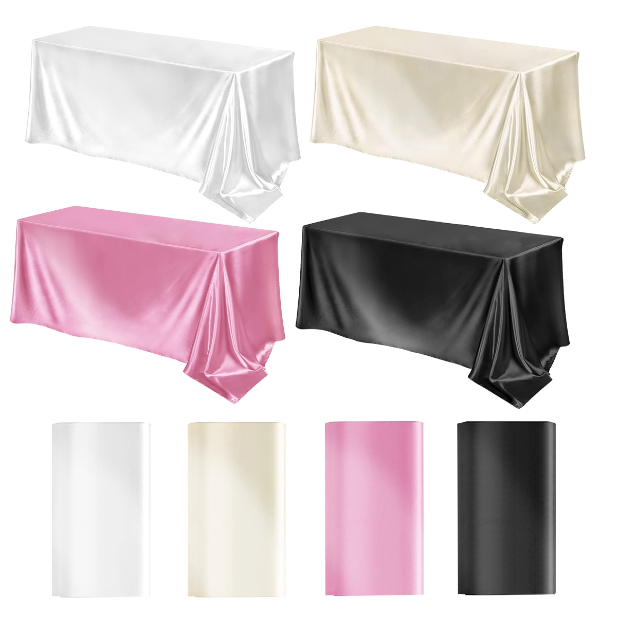 Nappe rectangulaire en Satin, brillante, lisse, blanc, rose, couleur unie, fournitures de fête de mariage, décors de Table