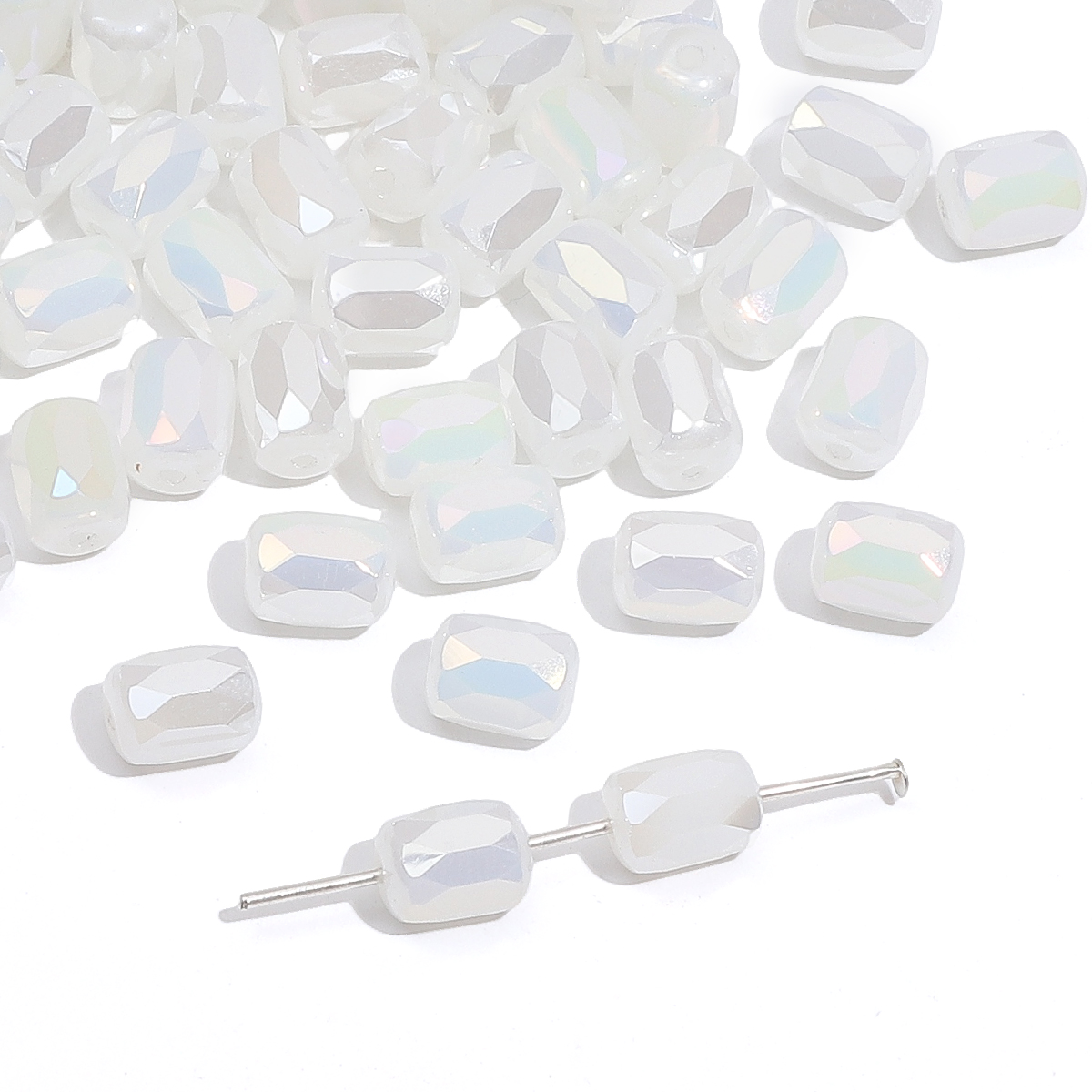 Environ 10 pièces de perles colorées plaquées transparentes en verre, perles rectangulaires coupées en vrac, faites à la main, fabrication de bijoux, accessoires de Bracelet: Or