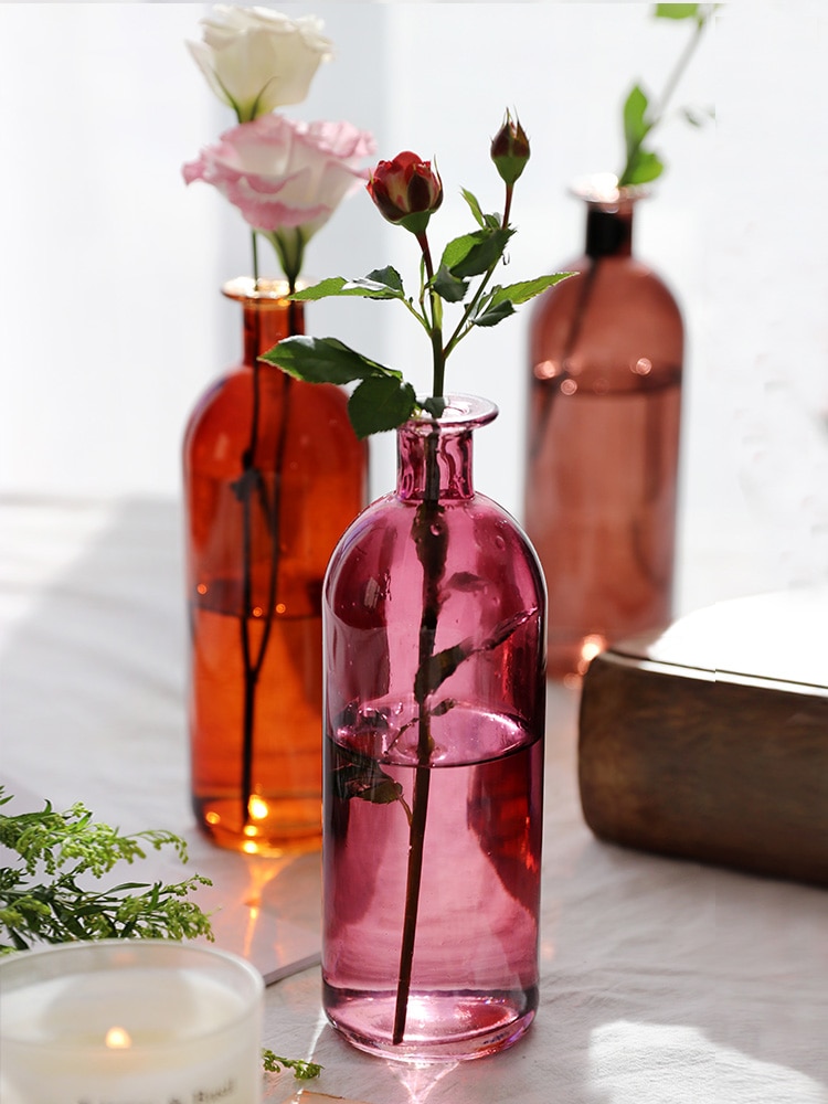 Hydroponic bordplade vase til blomsterdekoration europæisk vintage glasvase ins hydroponics farverig vase stue ornamenter