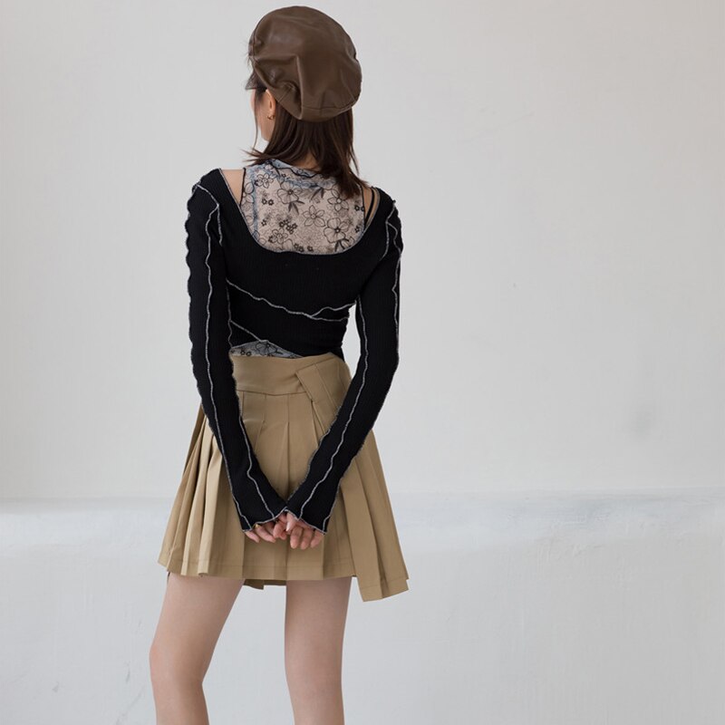 été 2 Pièces Ensembles Hauts Sexy Egirl Streetwear T-shirt Femmes Harajuku Grunge Rétro Soirée Mince de Barre de Club T-shirts Tenues Dames
