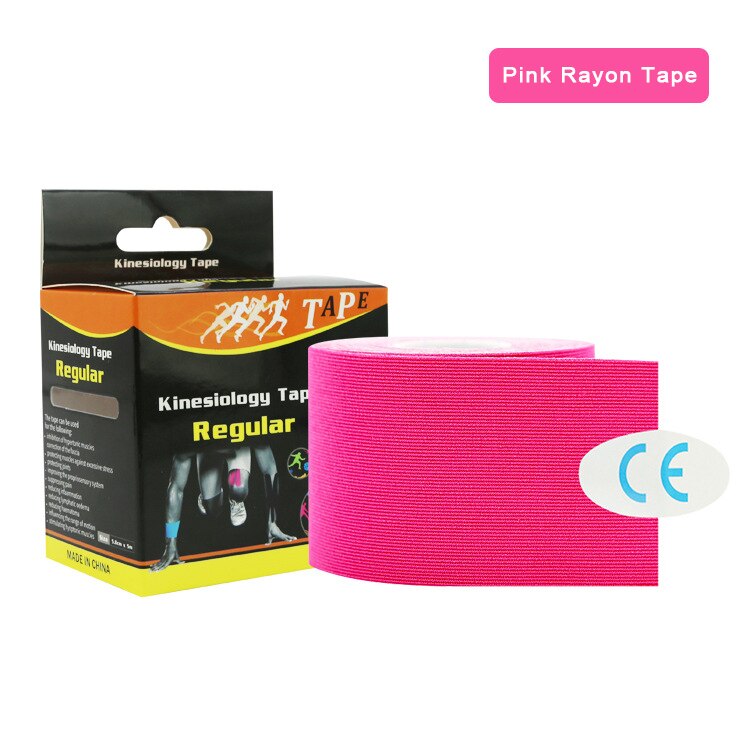 5cm * 5m ulepszona Pre Cut taśma mięśniowa elastyczna rolka Sport Kneepad wewnętrzna bawełna elastyczny klej Sport kinezjologia Patch uraz: Pink Rayon Tape