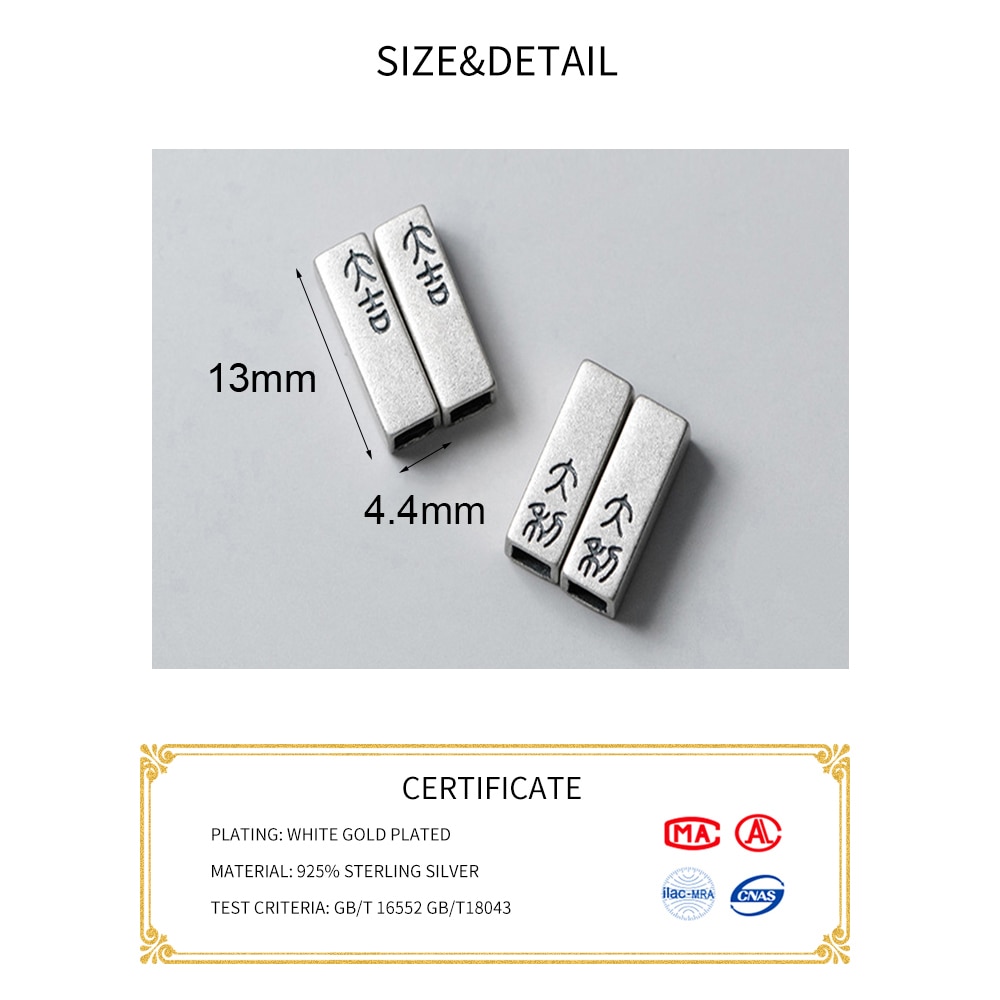Meetsoft Sterling silber quadratische säulenanhänger Ich bin antiken chinesischen stil, ein paar, speziell für diy-halsketten, schmuckherstellung