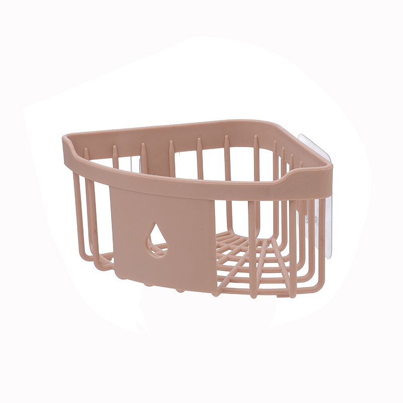 Muur Gemonteerde Zelfklevende Driehoek Rack Douche Toiletartikelen Gratis Ponsen Badkamer Keuken Accessoires Drainage Opslag Plank: pink