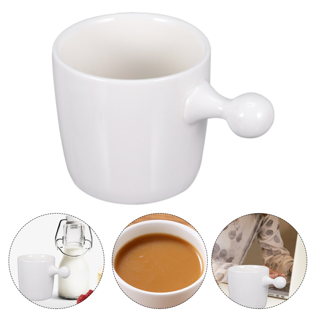 1pc Ceramic Cup Coffee Mug Teacup with Handle for Home Restaurant (White): Default Title