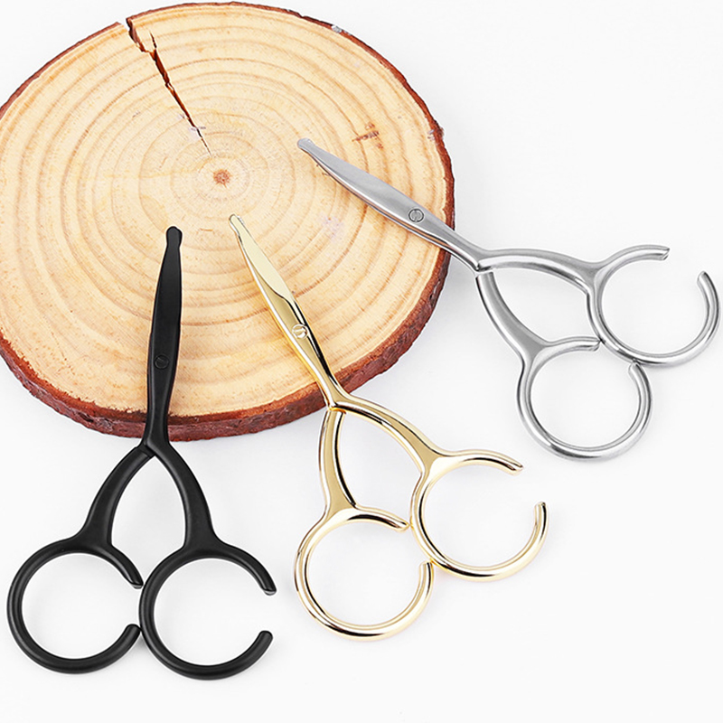 Stainless Steel Mini Portable Curved Mustache Nose Ear Hair Remover Scissor Trimmer Safety Tips Black/sliver/gold