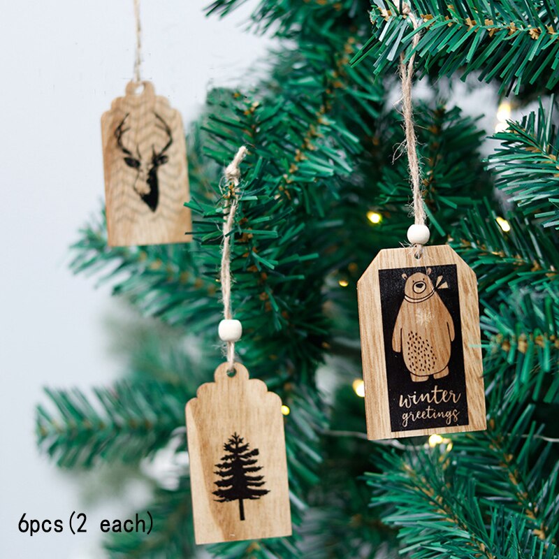 Decoraciones de Navidad troncos creativos pintados hombre viejo muñeco de nieve adornos de madera árbol de Navidad Ángel colgante ornamentos: Deer