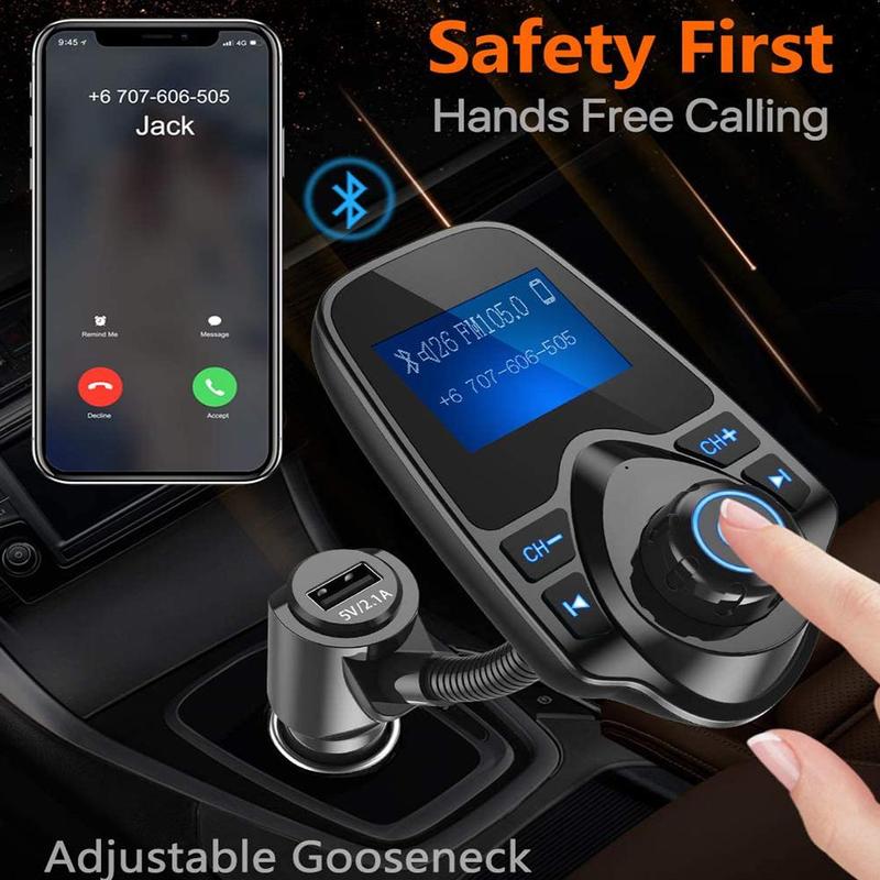 Wireless Car Bluetooth FM Transmitter Radio Adapter Kit Display Car W1.44-inch C8P0