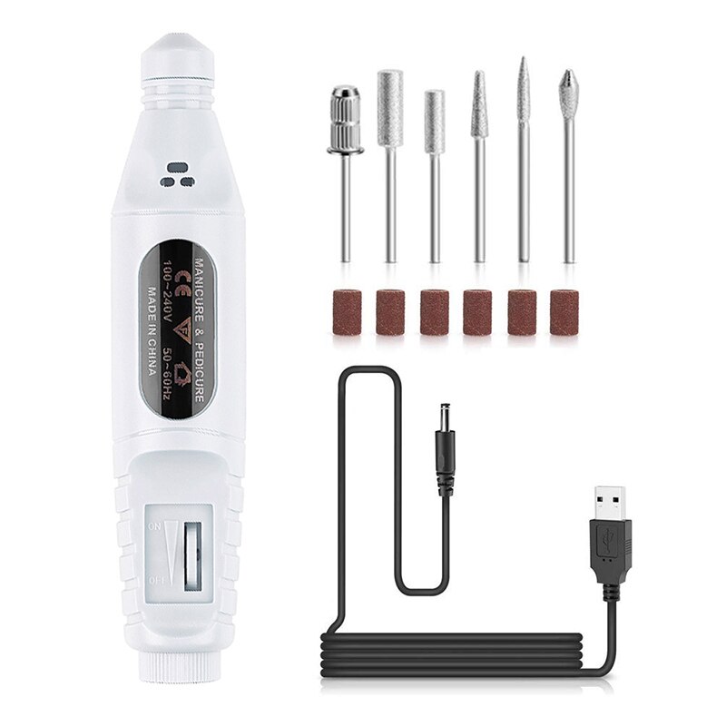 Electric Nail Drill, Acrylic Nail Tools, Portable Electric Nail Drill File Kit, Pen Shape Finger Toe Nail Care: C3