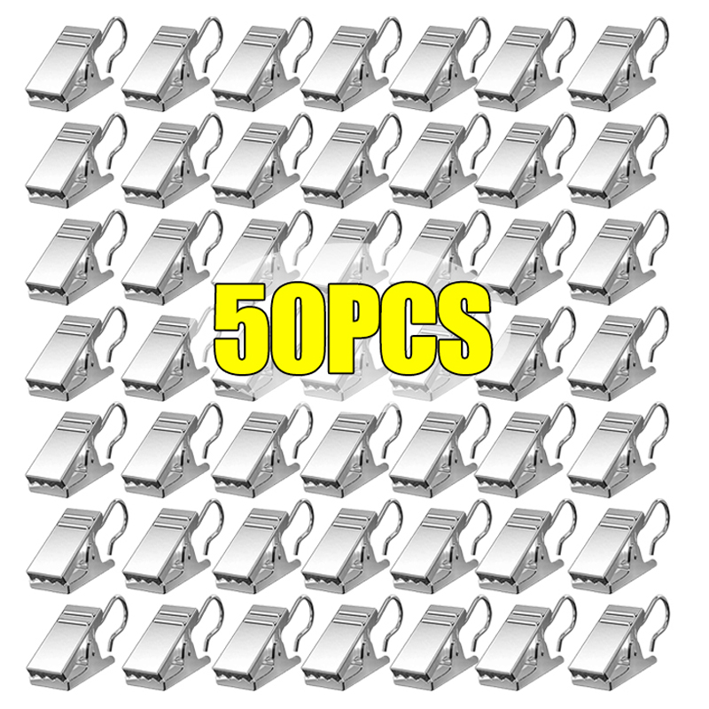 100/10PCS Mini Curtain Hooks Metal Small Clips Multipurpose Photos Shower Window Curtain Fixed Clip Reusable Home Storage Hook