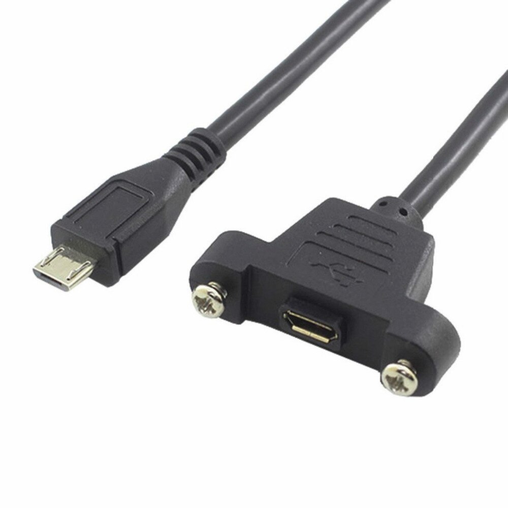 USB Panel Flush Mount Cable,Micro USB Male to Micro USB Female Extension Panel Mount Type Cable with Screws