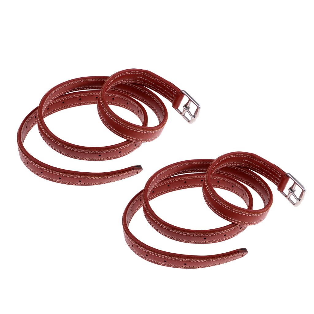 2 pièces 130cm 26mm equitation equitation étriers ceinture cuirs avec boucle inox noir/rouge: Red