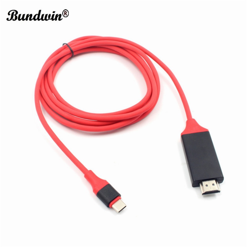 Bundwin type c usb 3.1 to hdmi-kompatibel kabel 4k 2m usb-c til hdtv konverteradapter for galaxy  s8 for huawei mate 10 pro  p20