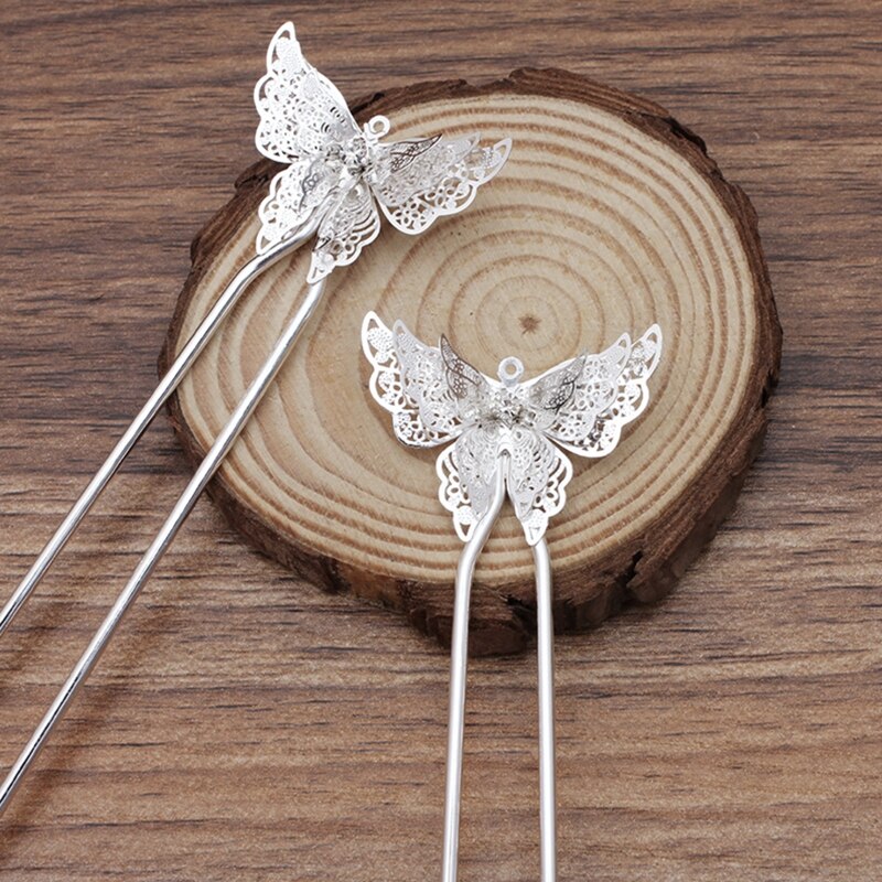 2 uds 25x35mm mariposa largo pelo horquilla pinzas para el pelo horquillas boda pasadores horquillas Accesorios para peinados: Silver