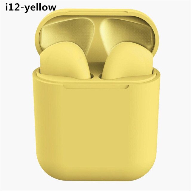 Auricolare Bluetooth TWS cuffie senza fili auricolari Wireless Stereo Fone De Ouvido auricolari Bluetooth cuffie vivavoce con microfono: i12 Yellow