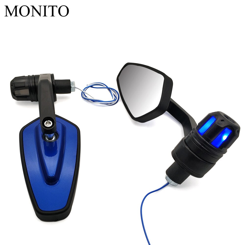 7/8 22mm Motorcycle Side Mirror LED Handle Bar End Mirrors Turn Signal For Honda CB 300F 500F CBR600RR CBR929RR CBR954RR CB1000R: Blue