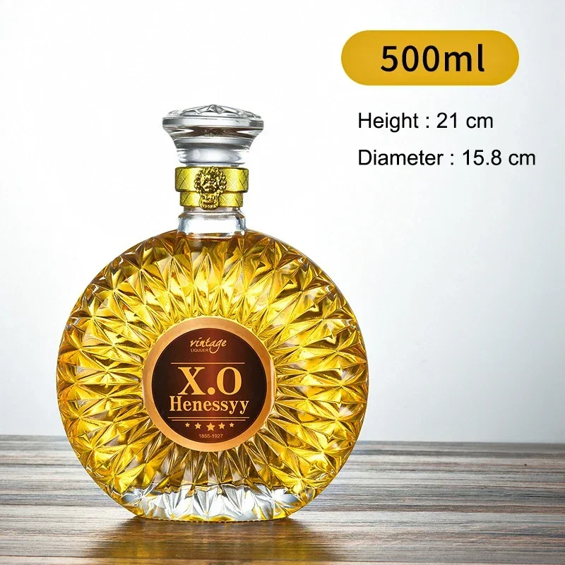 Decantador de whisky para licor, Bourbon escocés, tapón hermético, sin plomo, artículos de bar de lujo, 750 ml: Transparente