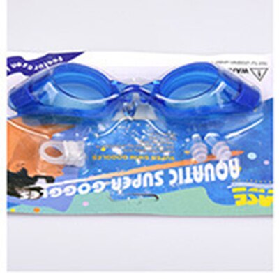 Adjustable Swimming Standing Glasses Goggles Swimming Goggles (earplugs + Nose Clip + Goggles) Three-piece Set: Blue