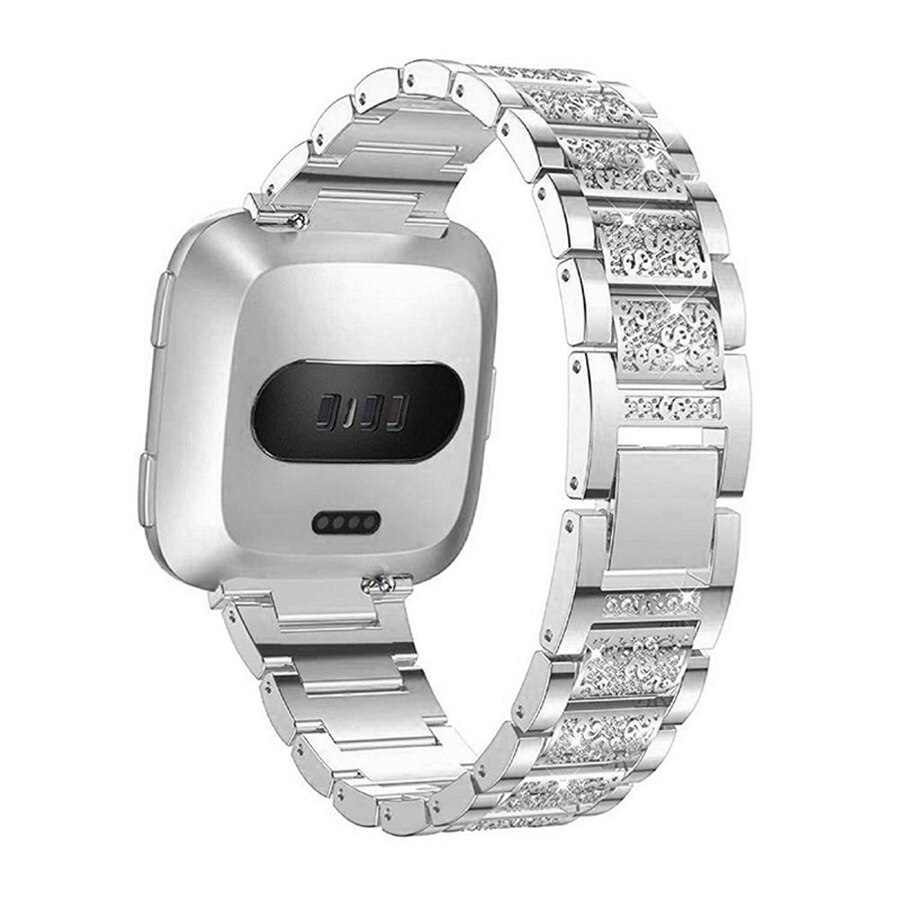 Bling smartklokke erstatningsbånd til fitbit versa/versa 2 stropper til kvinner oppkledd metallarmbånd smykker armbånd rosa rosa