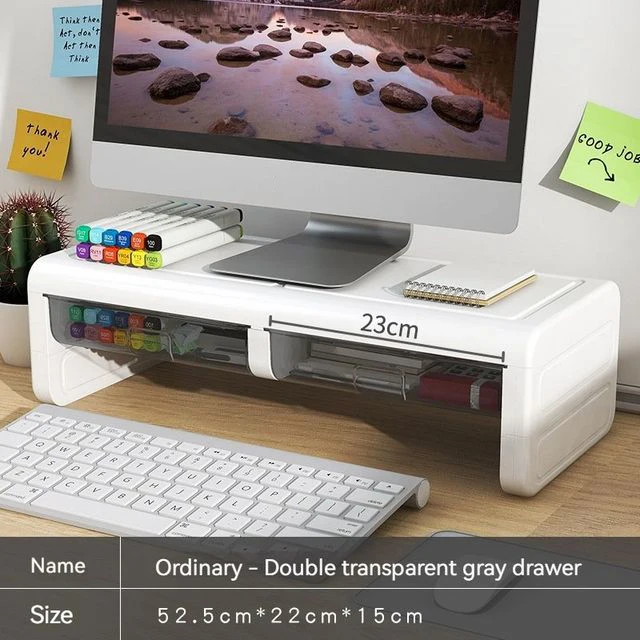 Monitor Houten Standaard Meerdere Stijlen 2 Laden Desktop Computer Ondersteuning Monitor Riser Houder Desktop Plank Slaapkamer Tafelplank: YELLOW