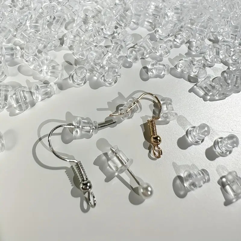 500 Uds caja de tapones para los oídos aleación de goma de silicona transparente pendiente cierre pendientes Kit de accesorios DIY joyería hacer hallazgos de gancho para las orejas