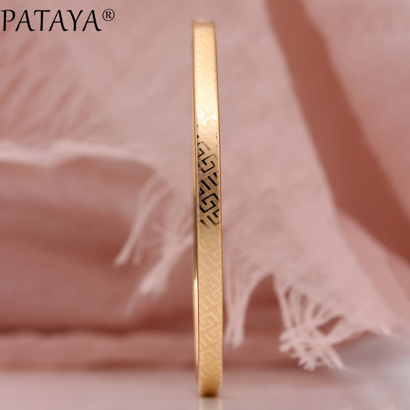 PATAYA femmes bracelets 585 or Rose Simple fête de mariage bijoux motif Grain ovale rond classique bracelet fin