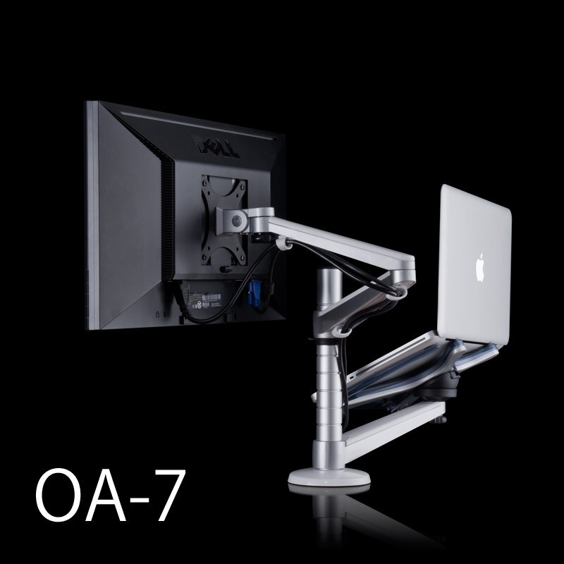 Hyvarwey OA-7 Multimedia Full Motion Desktop Dual Arm LCD Monitor Holder+ Single Arm Laptop Holder Stand Bracket