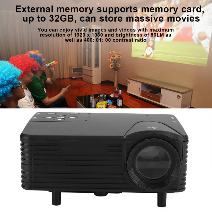 Mini Draagbare Projector 1920X1080 80LM Home Cinema Theater Media Player Us Plug