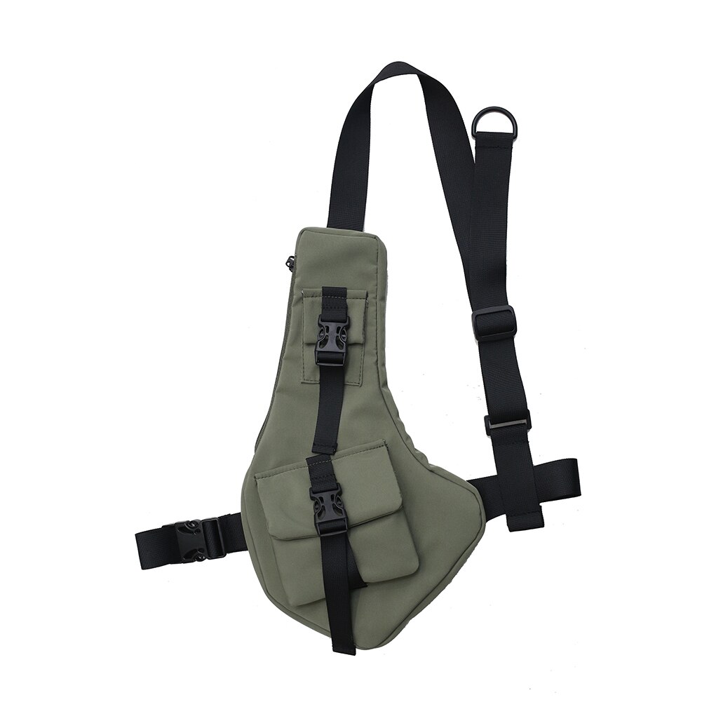 Vest Chest Waist Bag for Women Hip Hop Nylon Streetwear Crossbody Bags Unisex Shoulder Pack: Army Green