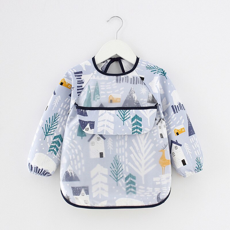 Lange Mouw Waterdichte Slabbetjes Kids Schort Cartoon Baby Jongen Meisje Eten Bib Met Mouw Kinderen Tekening Kleding Siliconen Bib: 2 / 0-1 years old