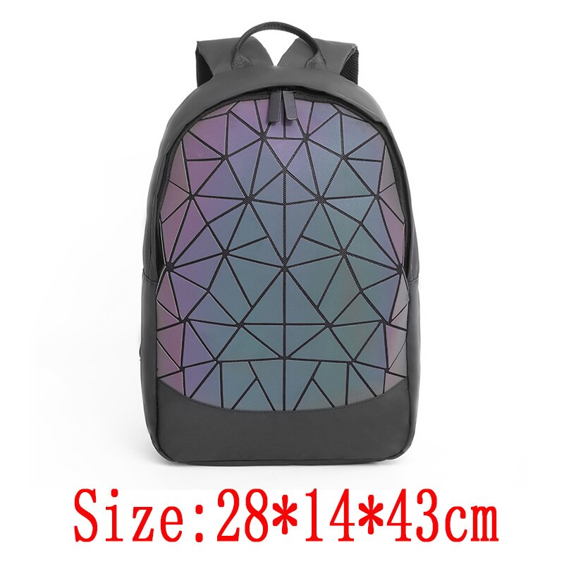 Luminous Backpack School Women Bags Set Holographic Geometric Backpacks Female School Bag For Teenage Girls Student Rucksack: sky blue