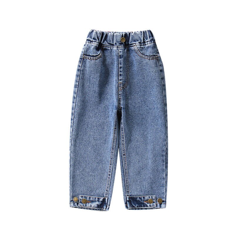 Efterår vinter børn piger afslappet løse denim bukser børn piger elastisk talje jeans fille bukser leggings  l54
