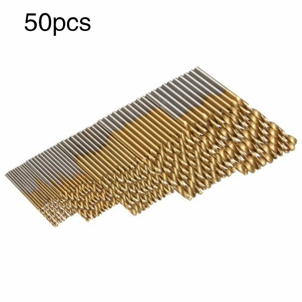 50Pc Titanium Coated Drill Bits HSS High Speed Steel Drill Bits Set Tool Multi Function Metal Drills Power Tools 1/1.5/2/2.5/3mm: gold